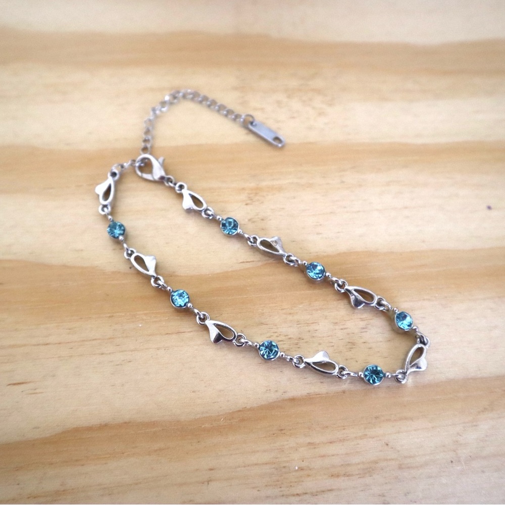 Platinum Plated Light Blue Zirconia Chain Bracelet for‎ Women’s
